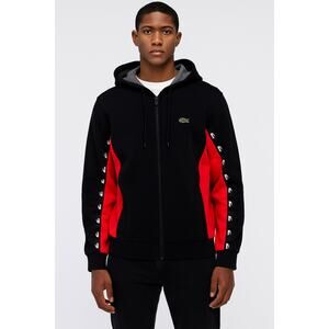 Lacoste Sport Hoodie Alligator on sleeves Zippered colorblock Street Grunge Sz-L